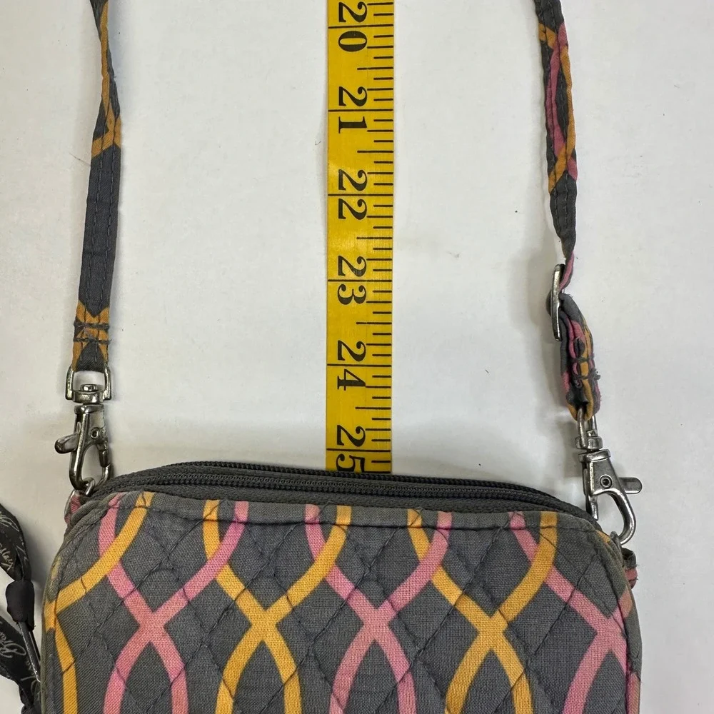 Vera Bradley Jazzy Swirls All in One Crossbody Wallet Bag Gray Pink Orange 14568
